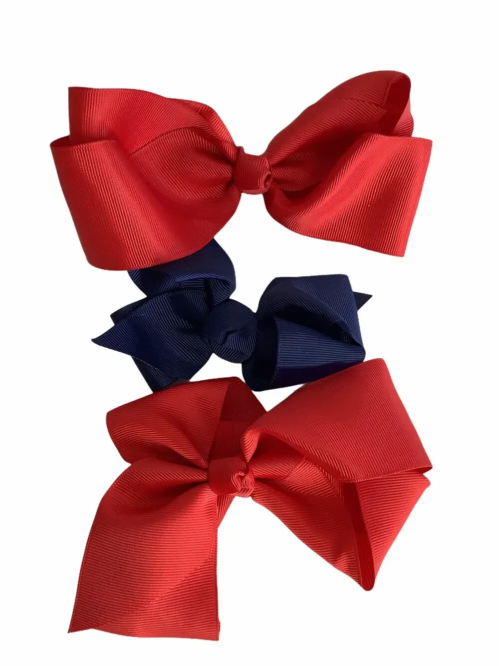Girl’s Lot of 3 Red & Blue Hair Bow Clips NEW